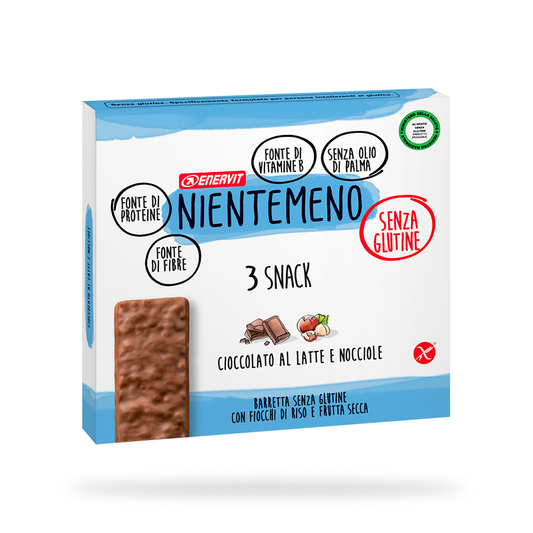 BARRETTE CIOCCOLATO LATTE E NOCCIOLE SENZA GLUTINE - NIENTEMENO