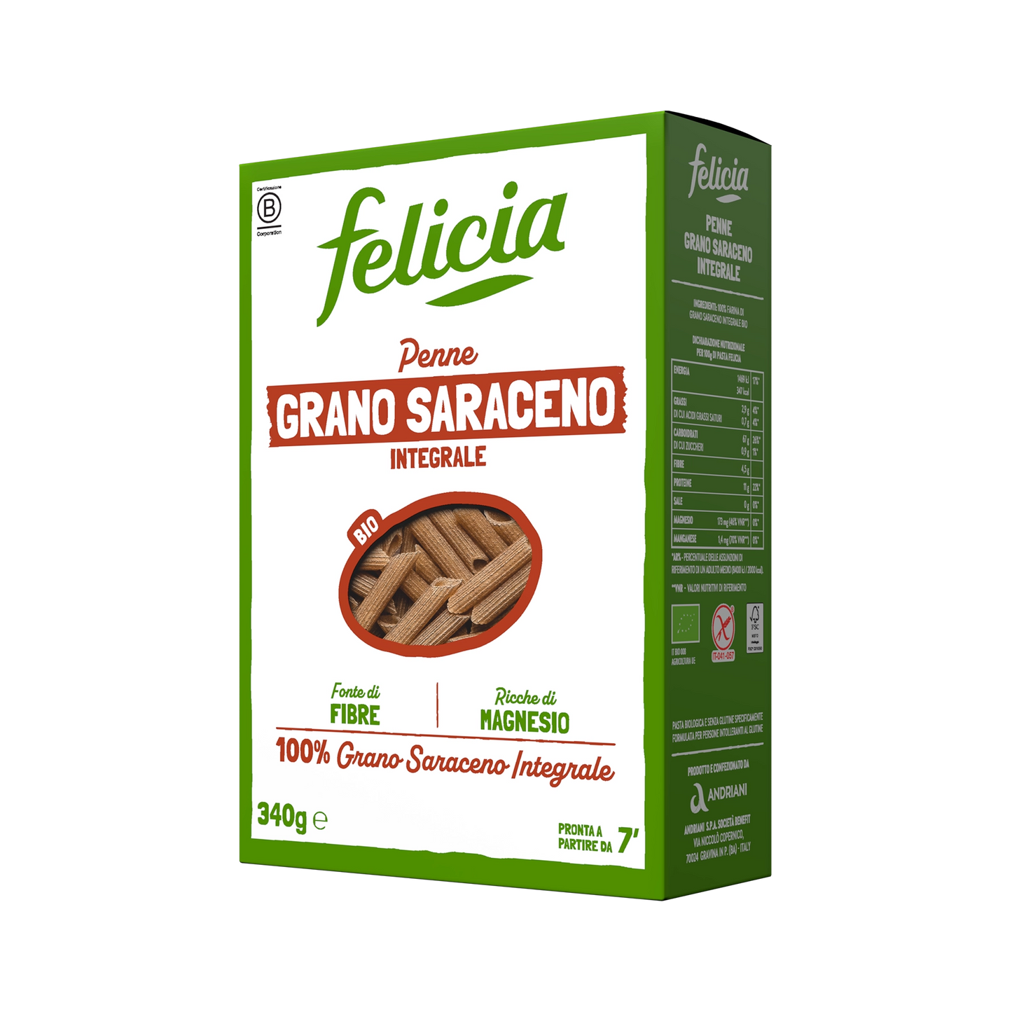 PENNE DI GRANO SARACENO INTEGRALE SENZA GLUTINE - FELICIA